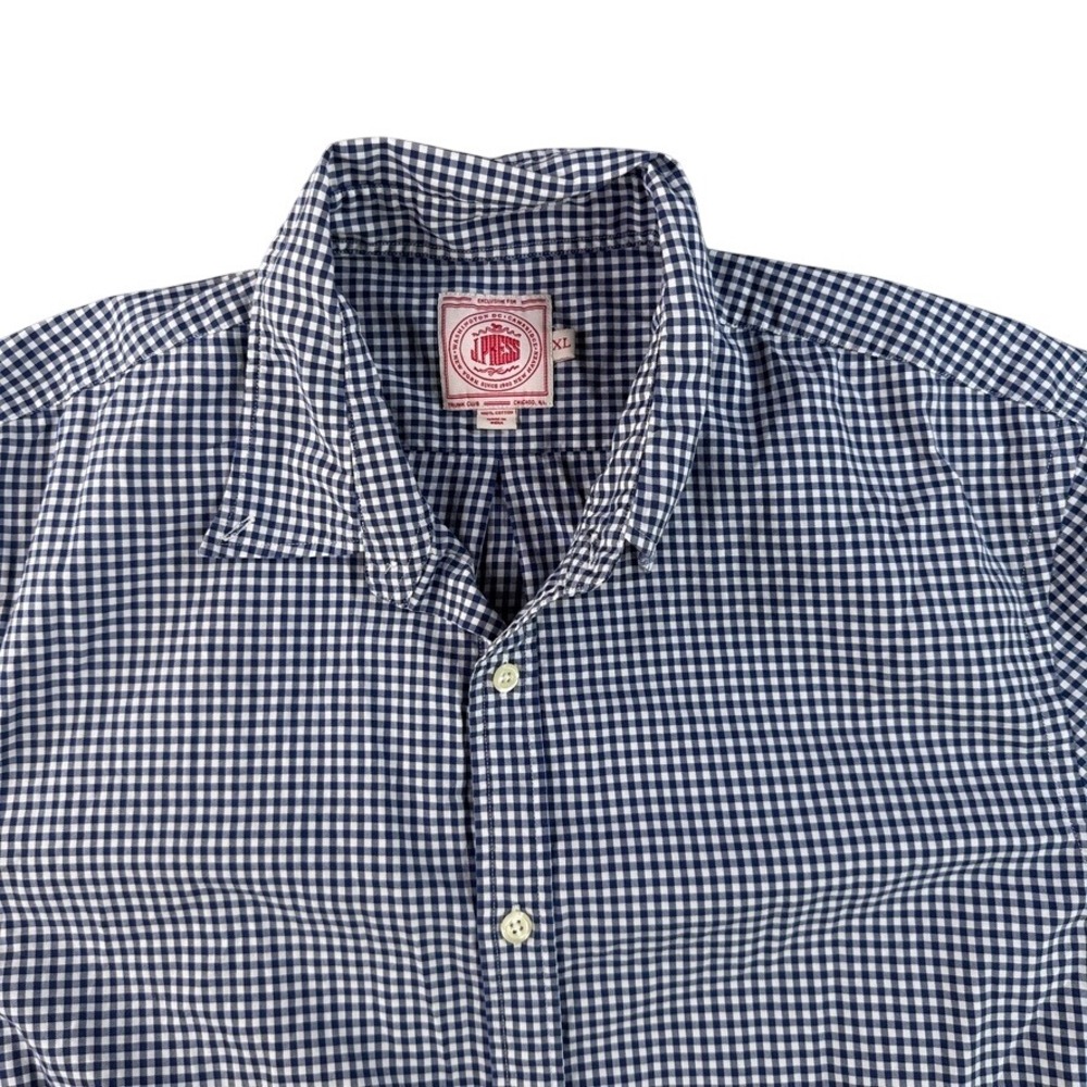 J. Press Button Down Shirt Mens XL Blue White Gingham Trunk Club Exclusive